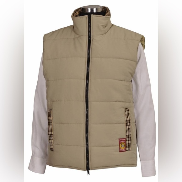 NWT Baker Country Quilted Tan Plaid Vest size S - Picture 1 of 9